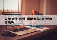 湖南seo优化价格（湖南有实力sem优化哪家好）