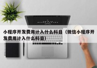 小程序开发费用计入什么科目（微信小程序开发费用计入什么科目）