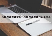 小程序开发者论坛（小程序开发者代码是什么）